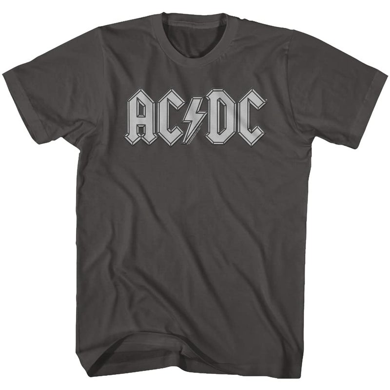 American Classics AC/DC Vintage Rock Band Music Group Grey Logo Adult T-Shirt Tee - Image 1